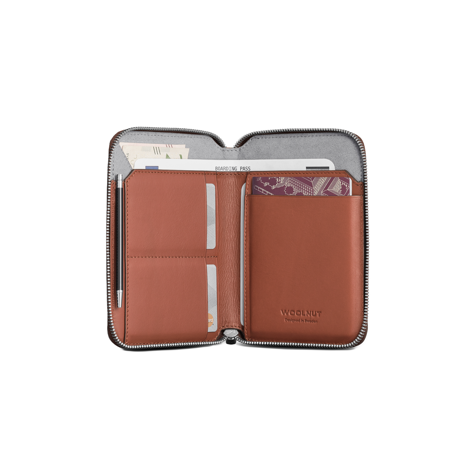 Woolnut Leather Travel Folio - Cognac