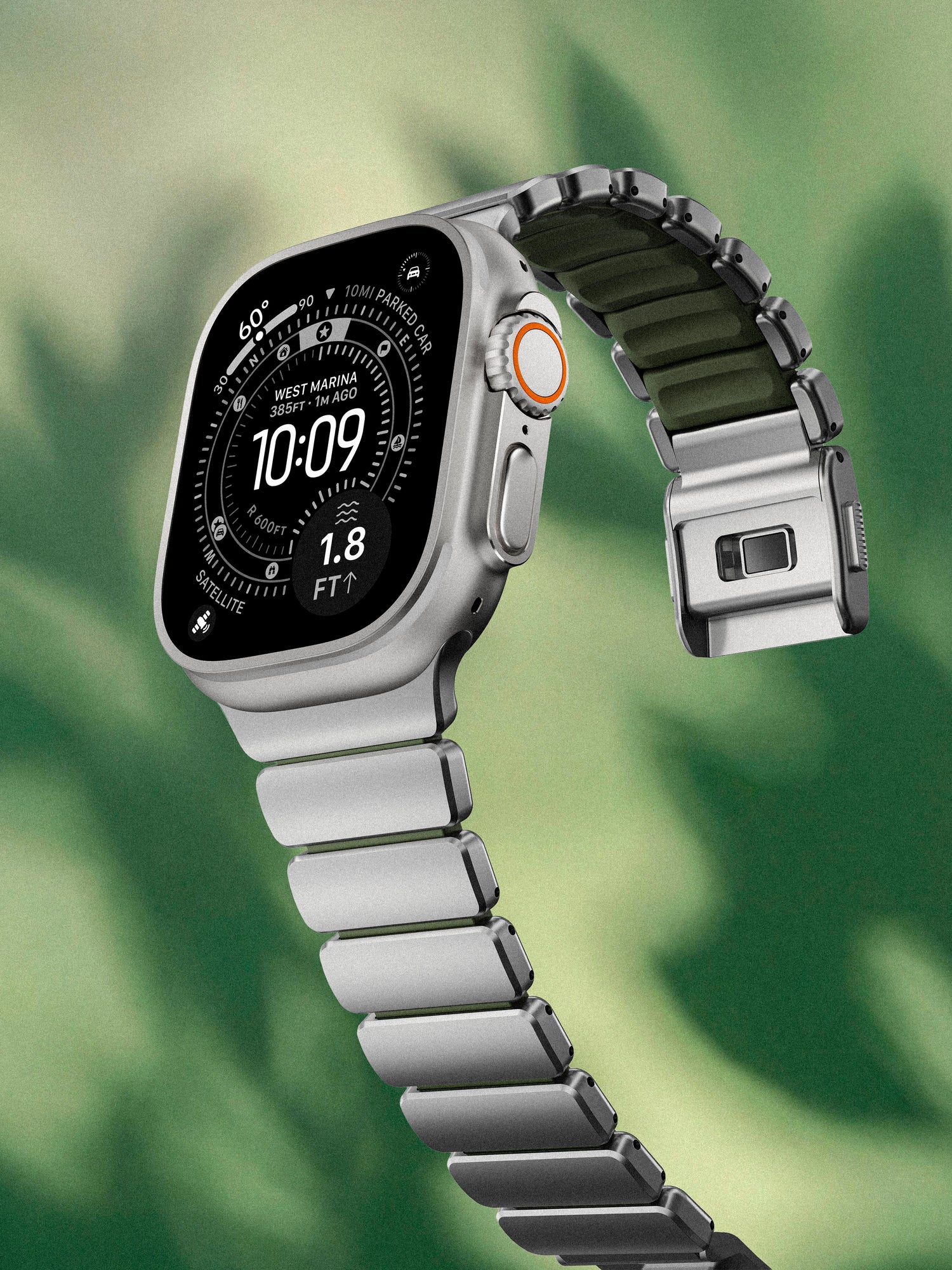 Nomad Stratos Band - 49mm - Natural Titanium - Forest