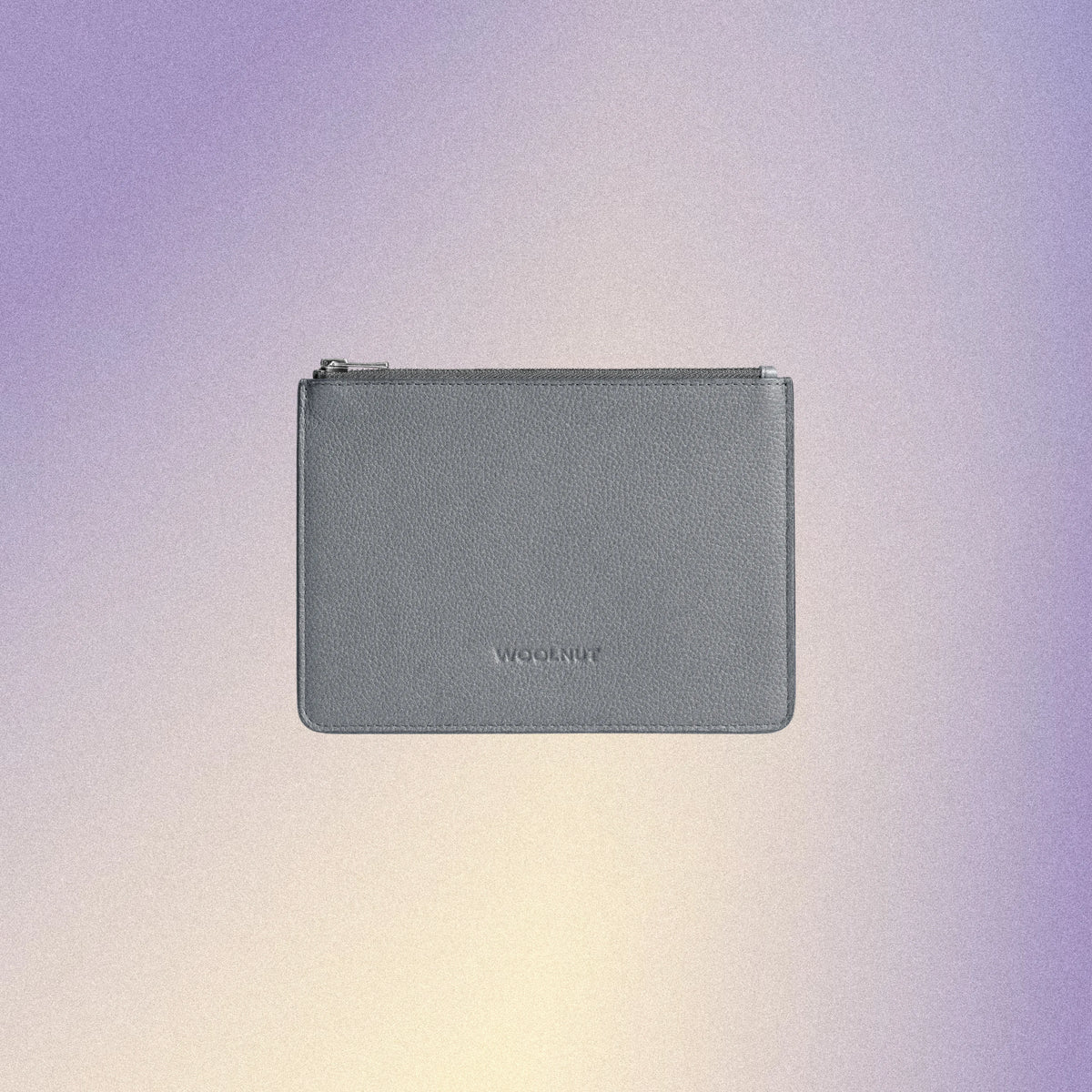 Woolnut Flat Leather Pouch - Grey