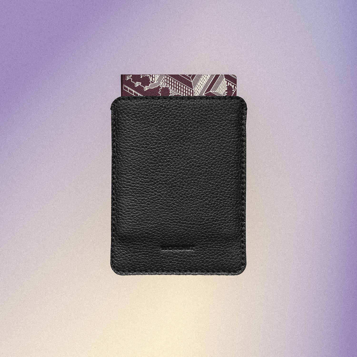 Woolnut Leather Sleeve for Passport - Black